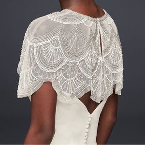 Gorgeous Bridal Beaded Scallop Topper sz M Ivory NWT